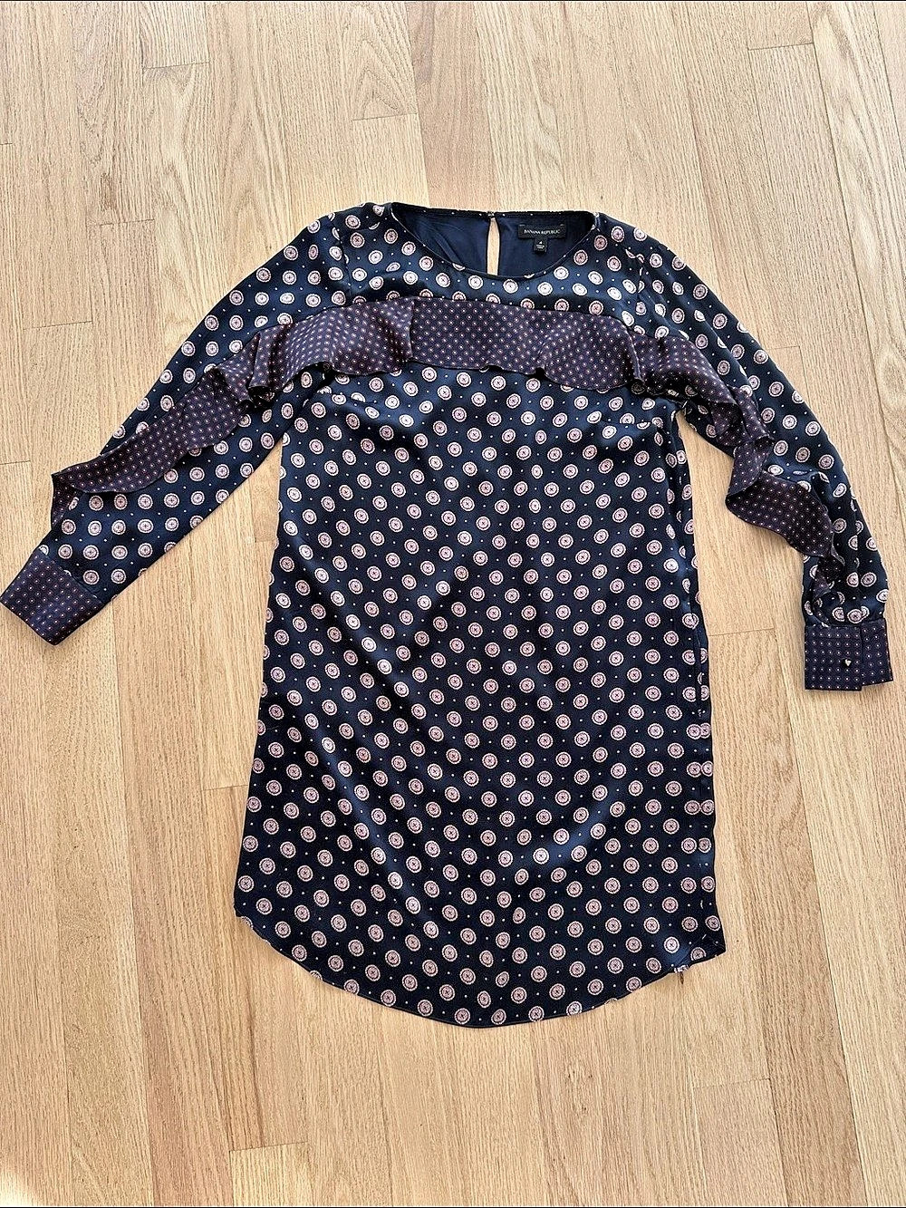Banana Republic Printed Silk Mini Dress Size 4 Like New